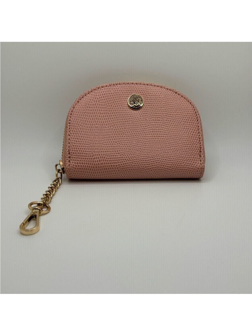 Elegant Pink Leather Keychain Wallet
